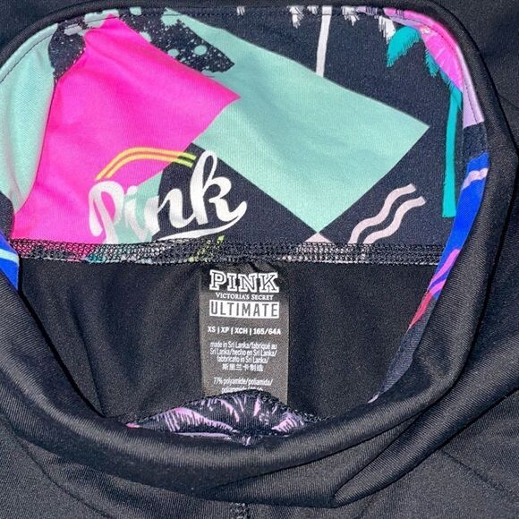 Victorias Secret Pink Ultimate High Rise Retro Graffiti Leggings Neon Cut Out XS - Picture 8 of 8